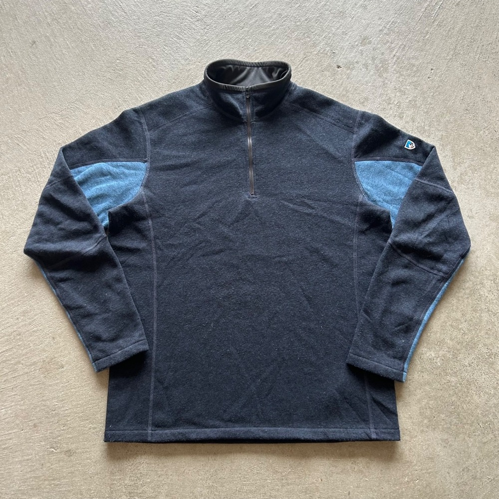 Kuhl Revel 1/4 Zip Fleece Jacket Mens Large Blue Pullover Sweater Hiking Outdoor